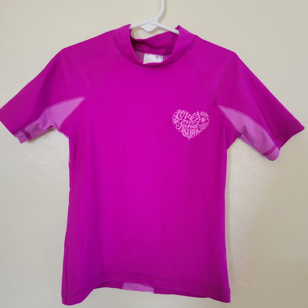 Xhilaration Pink Short Sleeve Rash Guard Swim Shirt